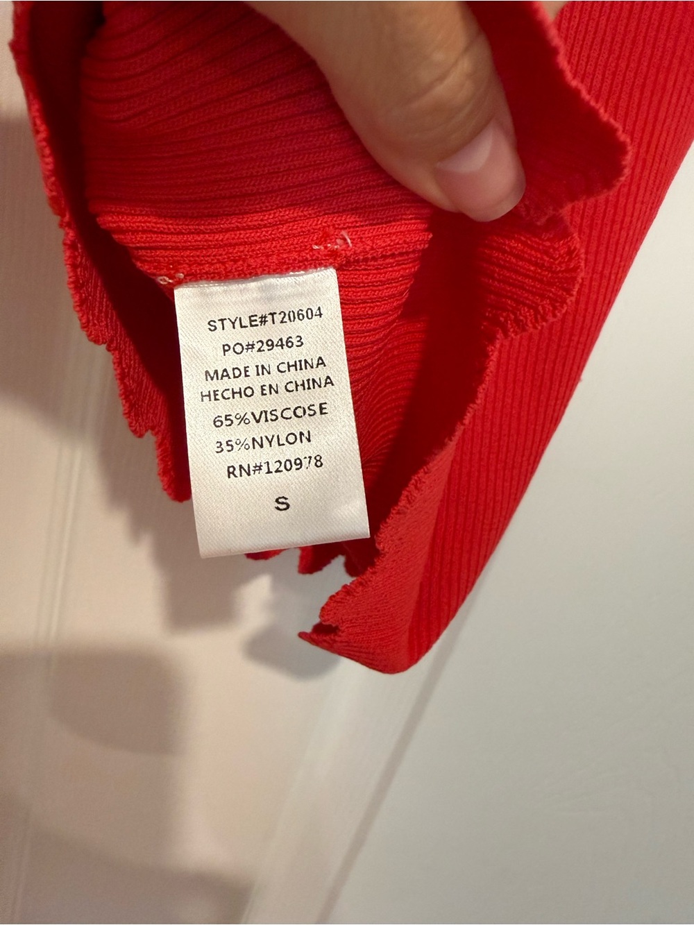 entro One-Shoulder Ribbed Tank Top - Light Red - Picture 6 of 9